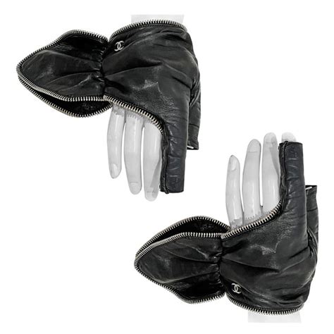 chanel gloves|chanel fingerless leather gloves.